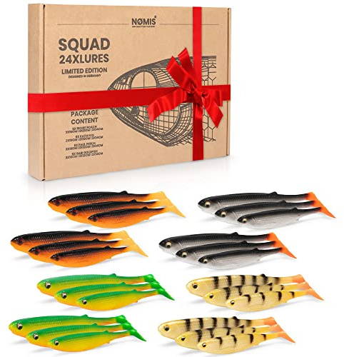 NØMIS Gummifisch Set | Premium Gummifische Set | Angelzubehör | Gummifische Hecht Zander Dorsch Barsch | Angelköder für Hecht Zander