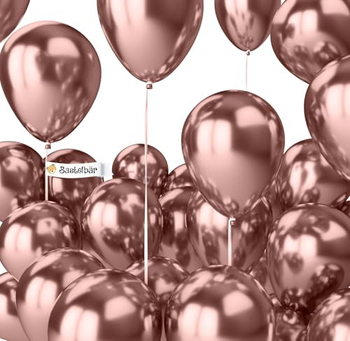 BIO Luftballons Rosegold [25 Stück] Glänzend/Chrome • Ø38cm XXL • MADE IN EU • Umweltbewusst & Kompostierbar Premium Bio Ballons • 100% Naturlatex • Rosegoldene Luftballon - Luftballons Geburtstag