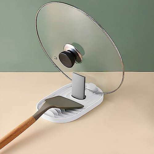 RICHDMI 1 Stück Topfdeckelhalter, Kochlöffelhalter, Schubladen Organizer Küche, Pfannen Organizer, Löffelablage, Küchenutensilablage,Kochlöffel Ablage für Küche Arbeitsplatte von Tropfflecken(Weiß)