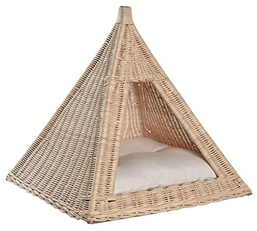 DRW Tipi Hundebett aus Naturfaser mit Matte 45 x 45 x 45 cm