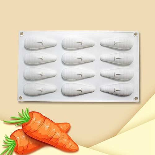Moule en silicone 3D en forme de carotte et lapin pour la cuisson au chocolat, mousse, gâteau, crème glacée, dessert, pâtisserie, outils de décoration (carotte K _ 30 x 17 x 0,183 cm)