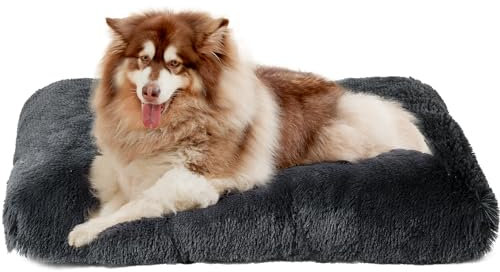 EHEYCIGA Panier Chien Grande Taille XXL, 120x90cm, Coussin Chiens Anti Stress Lavable et Antidérapant, Moelleux Lit pour Chien Peluche, Gris Foncé