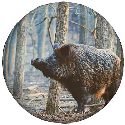 Funda de repuesto para rueda de coche, diseño de jabalí en bosque, impermeable, a prueba de polvo, bolsa de neumáticos de 15 pulgadas