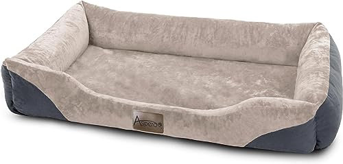 normani Hundebett Hundekissen für kleine, mittlgroße und große Hunde - waschbare Hundekörbchen mit hohem Rand 80x120, 70x100, 60x80, 40x50 Farbe Beige Größe 80 cm x 120 cm