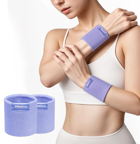 PROIRON Schweißbänder Handgelenk Sport Wristbands 2 Pack, Sport Schweißband Armband Weiche verdickte Baumwolle, für Fußball Basketball Tennis Gymnastik