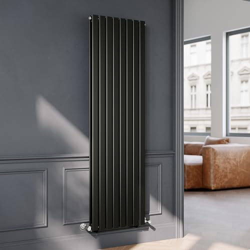 ELEGANT 1800 x 544mm Black Vertical Designer Radiator Flat Panel Double Panel Modern Central Heating Rad