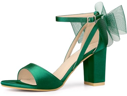 Allegra K Women's Satin Chunky Heel Open Toe Bridal Bow Sandals | Satin upper with chunky heel, Comfortable fit, Bridal ready, Open toe design with bow detail