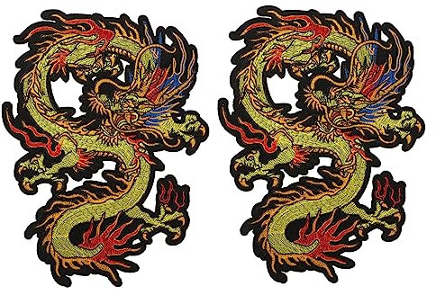 NUOBESTY 2St Drache gestickter Aufnäher Patches nähen Mit Drachen bestickte Aufnäher Jacke zum Kleid einzigartiger Drachen-Patch Kleidungspatch Taschen Applikationen China Banner schmücken
