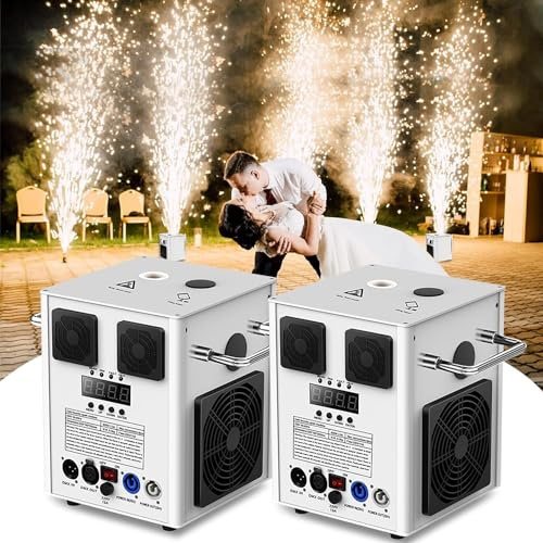 Macchine pirotecniche, colore bianco, 530 W, D-MX Cold Spark, effetto palcoscenico con telecomando per feste, Halloween, Natale, matrimoni, eventi sportivi, 2 pezzi