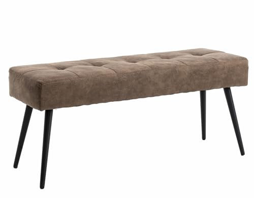 Riess Ambiente Design Sitzbank Boutique 100cm Taupe Microfaser Schwarze Metallbeine Polsterbank Schminkbank Schuhbank Schlafzimmerbank Flurbank
