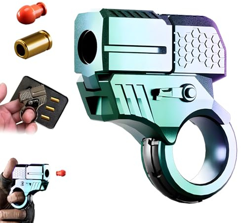 Legeringsring snurrande leksaksstartare, dekomprimering, EDC-launcher modellring med ett klick utlösning fidgetring med mjuka kulor (B-launcher + 20 warheads+3 patronfodral)