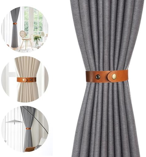 Curtain Tiebacks Holdbacks Rope Tie Hold Backs Back Clips Hooks Holder Accessories for Curtains, 2 Pcs Brown