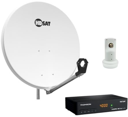 Pack HDSAT Parabole Satellite Acier 80cm + Décodeur Satellite HD TNTSAT Astra + Carte