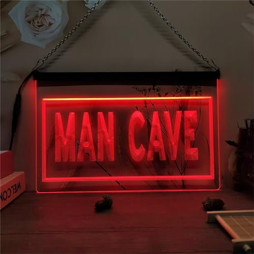 Man Cave LED letrero de neón, bar y sala de juegos Luces de neón con atenuación de 7 colores para colgar en la pared decoración luminosa alimentada por USB con atenuador de control remoto,30x20cm