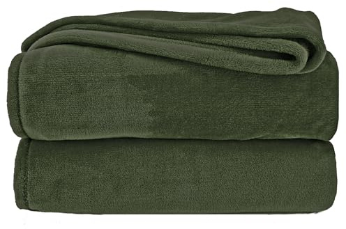 Kuscheldecke flauschig Flanell Wohndecke warm Oekotex Tagesdecke Überwurf Sofadecke fusselfrei Fleecedecke Super Soft XXL Decke 220x240 cm Typ380 Oliv
