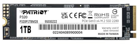 Patriot P320 1TB SSD interno - NVMe PCIe Gen 3x4 - M.2 2280 - Unità a stato solido - P320P1TBM28