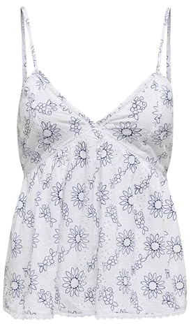 ONLY Onlanja Life Strap V-hals Singlet WVN, Ljus vit, M