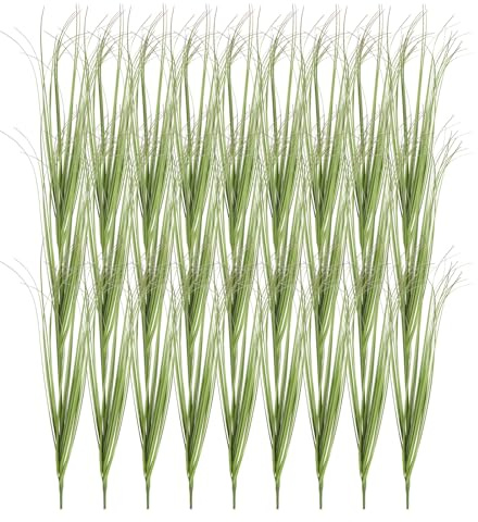 QUARKZMAN 24pz Artificiale Erba Piante 20.5 Plastica Falso Grano Erba Verde Arbusti Esterno Artificiale Arbusti Finti Cespugli per Casa Giardino Frontale Decorazione Rosso