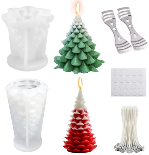 Komicea Kerzen Formen Silikon Silikonformen Gießformen Weihnachten, Kerzenformen zum Gießen, Kerzen Selber Machen Set Silikonformen Kerzenform für Weihnachtsdeko, Aromatherapie Kerzen, Handarbeit