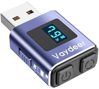 Vaydeer Mouse Jiggler, Metal Mouse Mover with 2 Natural and Random Tracks, USB Mouse Wiggler with Timer, Type-C Jiggler to Keep Devices Active-Purple