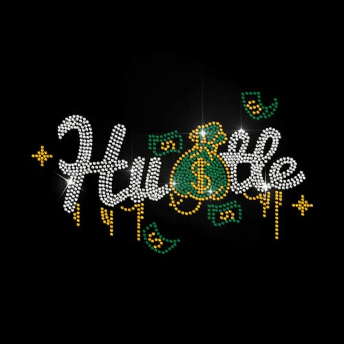 MAYJOYDIY Geldbeutel Banknoten Muster Strass Aufbügler Hotfix Transfer Aufkleber Schriftarten Stern Design Bling DIY Patch Kleidungsreparatur Hotfix Applikation Für T Shirt Jacke Tasche Jeans Basteln