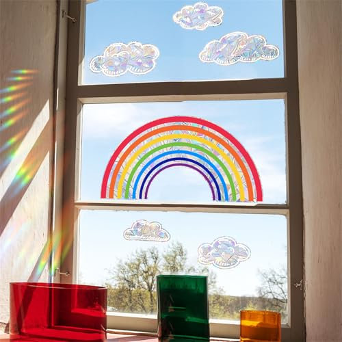 Wandtattoo Kinderzimmer Regenbogen, Boho Regenbogen Wandsticker, Wandtattoo Wandaufkleber Wandsticker Große Regenbogen, Wanddeko für MäDchenzimmer Kinderzimmer Babyzimmer (Regenbogen)