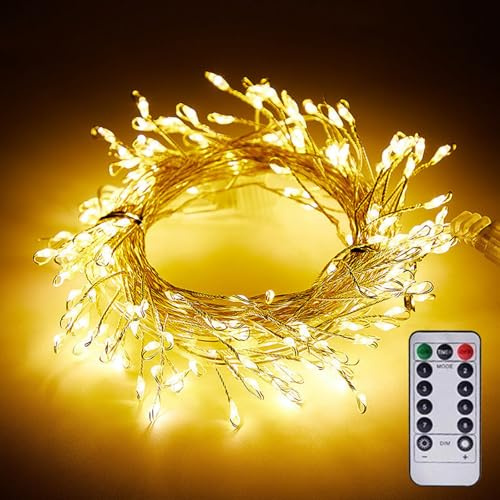 Kupferdraht Feuerwerk Lichterkette, 6M LED Kupferdraht Cluster Lichter, Weihnachtsbaum Dekoration mit Fernbedienung