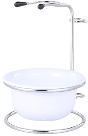 predolo Ciotola Da Barba,Acciaio Inossidabile,Tazza Da Barba,con Supporto,Portatile,Liscia,Tazza di Sapone Da Barba Tazza Da Barba per Regali di Compleanno Pe, Bianco