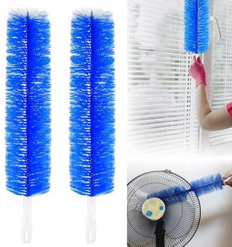 2 Stück Ventilator Staubwedel, Flexible Lüfterreinigungsbürsten, Biegbarer Ventilator-Staubwedel, Keine Demontage Lüfterreinigungsbürsten, Wiederverwendbarer, 41,6 x 9 cm (Blau)