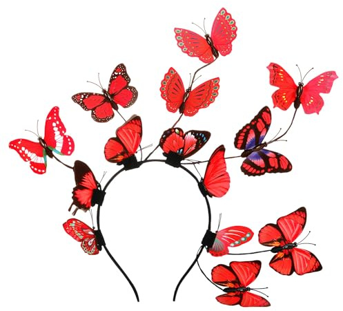 NiceYnn Fascinators Butterfly Headband, Simulation 3D Butterfly Hairband Bride Fairy Elf Crown Headpiece Party Festival Colorful Hair Accessories for Women Girls Kids Wedding Party Props