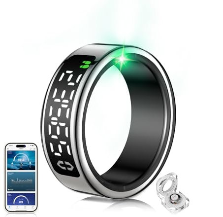 Smart Ring 5.Generation【JZ5.1-Chip & 0% Messfehler】【Militärgeprüftes Titan - Design & IP68】Fitness Ring - 30-Sprachen - Support Smartringe für Damen & Smart Ring Herren für Android IOS Schwarz #8