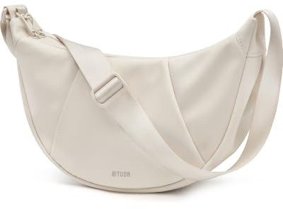 BITUOR Cossbody Bag Damen & Herren Medium 8.2L Umhängetasche im Halbmond Style Halbrunde Schultertasche Casual schultertasche für Reisen Arbeit Freizeit,Doppelte Anti-Diebstahl Wasserabweisend Design