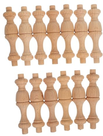 GLEAVI 12pcs Mini Roman Pillars 7.5x1.8cm Solid Hardwood Decorative Wooden Finials for Diy Furniture Craft, Cabinet and Staircase Column Balusters for Home Décor