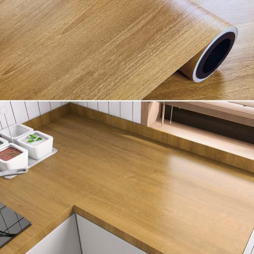 70cm×3m, Wood Effect Vinyl Self Adhesive Vinyl Wrap for Furniture, Wood Effect Sticky Back Plastic Roll, Thick Heat Resistant Furniture Stickers Contact Paper Self Adhesive for Kitchen Worktops