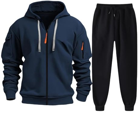 Chándal completo de invierno para hombre, deportivo, chándal de 2 piezas, sudadera con capucha y pantalones bolsillos, para casa, trajes completos de invierno de felpa Y2k, conjuntos deportivos