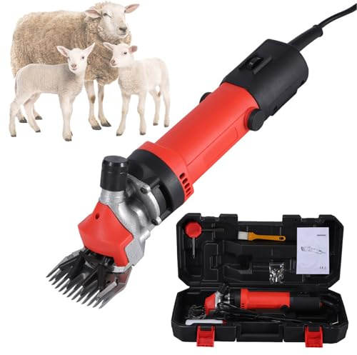 Ciseaux à Moutons Professionnels électriques 900W, Tondeuse à bétail Portable à 6 Vitesses, pour Moutons, alpagas, chèvres, Rouge