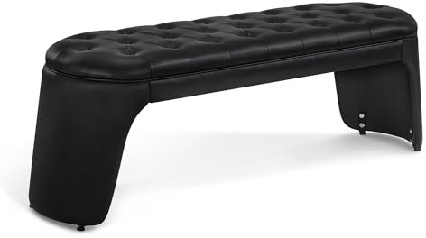 Barberpub 3-Sitzer Sitzbank für Friseursalon, Sitzbreite 150 cm, Moderne Wartebank Friseur, Polsterbank Schlafzimmer, Bettbank für Wohnzimmer, Flurbank Friseureinrichtung W510 (Schwarz/Kunstleder)