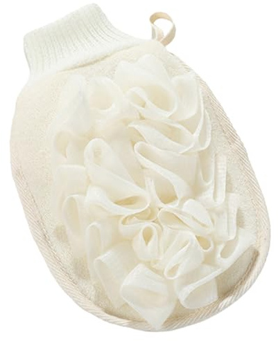 ULTECHNOVO Double-sided Skin Scrubbing Glove for Shower and Bath Exfoliating Body Scrubbing Mitt with Back Scrubber Design Reusable Bath Glove for Deep Cleansing and Massage Quick-dry Hanging
