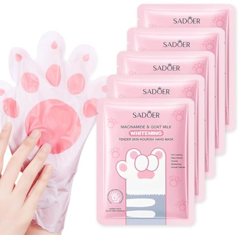 EAVUYIS 5 Paar Hand Mask Feuchtigkeitsspendende Handschuhe für die Handpflege Pflegende Regenerierende Peeling-Maske für Trockenes Altern und Rissige Hände (Katzenkrallen)