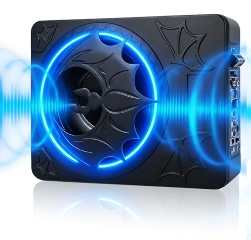 CAMECHO 10 Pollici 1200W Subwoofer per auto con sedile sotterraneo, invertitore di fase 180 °, basso profondo 12dB, filtro passa-basso 50Hz-150Hz, subwoofer audio per auto 10V-15V