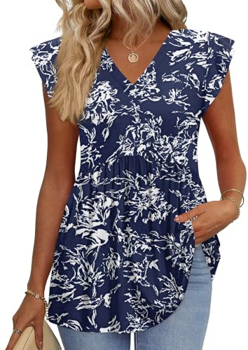 Blouse Femmes Grandes Tailles Populaire Gilet Shirt Sport D'Été Col en V T-Shirt pour Femme Imprimée Loose