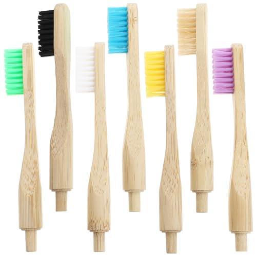 NOLITOY Spazzolini da Denti Manico Ergonomico Naturale in Bambù Biodegradabili Setole Morbide Protettive Set da 7 Pezzi per Orale Quotidiana Ecologica e Colore Casuale per Gengive