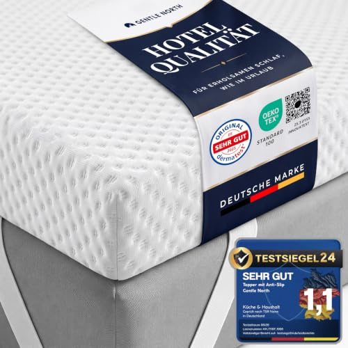 Hochwertiger Topper 100x200cm 7cm - H3/H4 Matratzentopper mit weicher Gel-Memory- und stützender Komfortschicht - Ökotex 100 Zertifiziert - Atmungsaktiver & waschbarer Bezug - Matratzenaufwertung