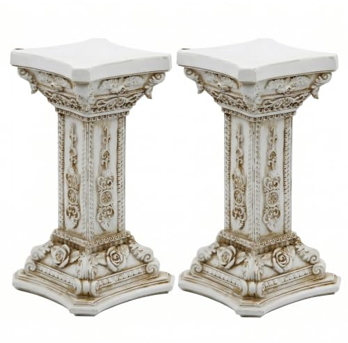 Tsawntd Statues, 2 colonnes et piliers Romains, Support de Pilier Romain Vintage en résine gaufrée, décoration de Jardin extérieur et Base Pot Fleur, 12, 7 x 22, 9 cm