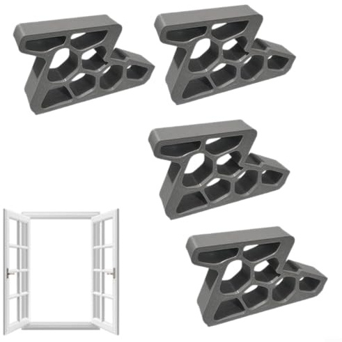 EXTRWORY Paquete de 4 topes de ventana con bloqueo de cuña para ventanas corredizas y puertas de balcón, topes de bloqueo de riel gris antideslizantes resistentes para dispositivos de seguridad del
