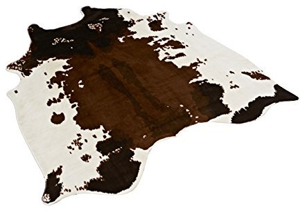 townssilk Teppich mit Kuh-Druck, 1,4 x 1,4 m, künstliches Kuhfell