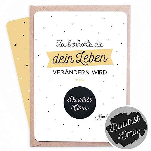 Manahia Rubbelkarte Du wirst Oma - Schwangerschaft verkünden - Baby Überraschung für Mutter & Schwiegermutter - Rubbellos mit Umschlag - A6 Karte mit abgerundeten Ecken