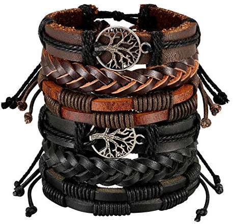 Aroncent 2 Stück Damen Herren Armband Mode Vintage Mehrschichtig Verstellbar Handgewebt