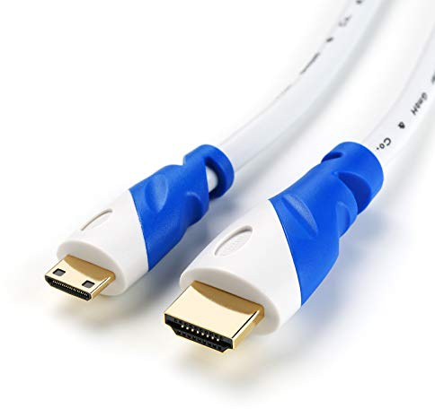 miniHDMI Kabel | 5m | weiß/blau | HDMI 2.0 | 3D-Ready | 4K/60Hz | miniHDMI auf HDMI