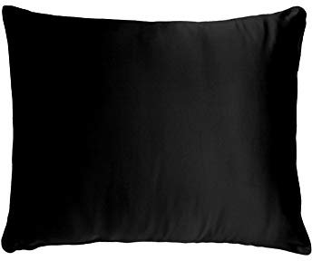THXSILK Kissenbezug aus 100% Seide für Haar und Haut 25 Momme Maulbeerseide Kopfkissenbezug, Hypoallergen Kissenbezüge mit verstecktem Reißverschluss (80x80cm, Schwarz)